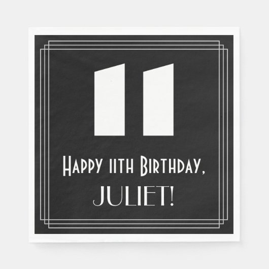 11e verjaardag: Art Deco Geïnspireerde look "11" + Servet (Voorkant)
