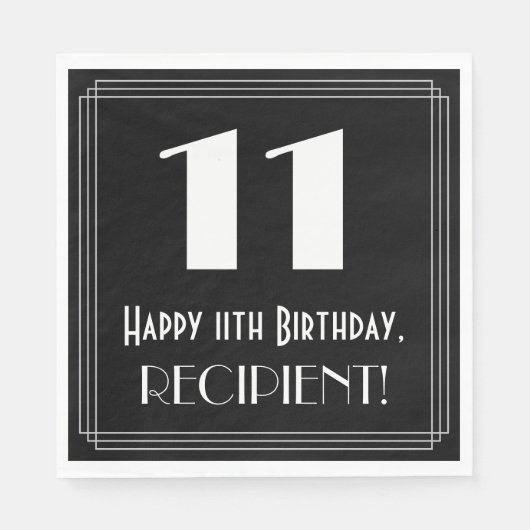 11e verjaardag ~ Art Deco geïnspireerde look "11", Servet (Voorkant)