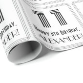11e verjaardag: Art Deco Geïnspireerde stijl "11"  Cadeaupapier (Rol Hoek)