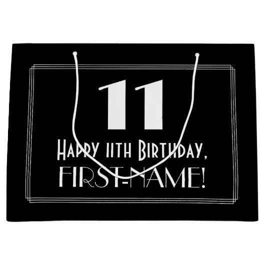 11e verjaardag: Art Deco geïnspireerde stijl "11", Groot Cadeauzakje (Voorkant)