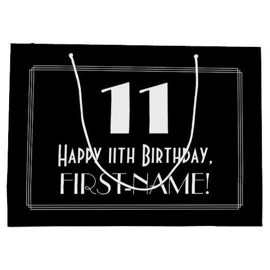 11e verjaardag: Art Deco geïnspireerde stijl "11", Groot Cadeauzakje (Achterkant)