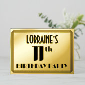 11e verjaardag: Art Deco Kijk "11" en naam Folie Uitnodiging (Staand Voorkant)