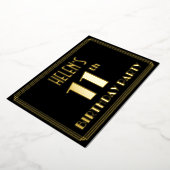 11e verjaardag: Art Deco Kijk "11", met naam Folie Uitnodiging (Gedraaid)