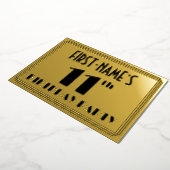 11e verjaardag — Art Deco Kijk "11" + Naam Folie Uitnodiging (Gedraaid)