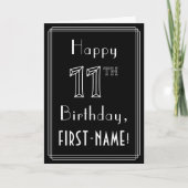 11e verjaardag: Art Deco Style # 11 en aangepaste Kaart (Voorkant)