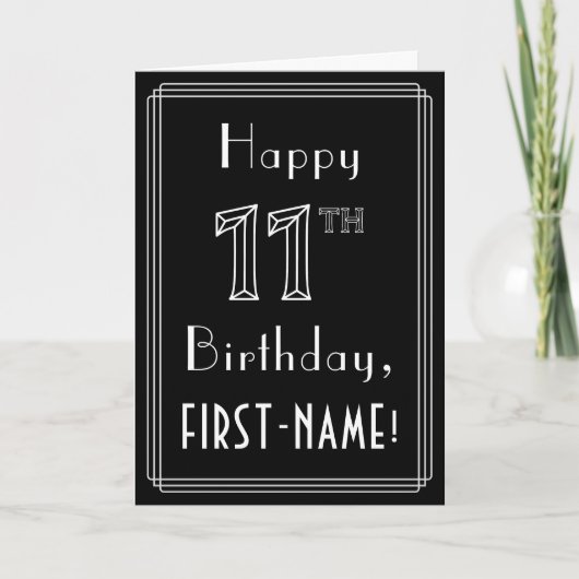 11e verjaardag: Art Deco Style # 11 en aangepaste Kaart (Voorkant)