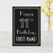 11e verjaardag: Art Deco Style # 11 en aangepaste Kaart (Gele Bloem)