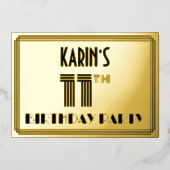 11e verjaardag — Art Deco Style "11" en naam Folie Uitnodiging (Voorkant)