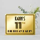 11e verjaardag — Art Deco Style "11" en naam Folie Uitnodiging (Staand Voorkant)