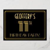 11e verjaardag — Art Deco Style "11" + Naam Folie Uitnodiging (Voorkant)