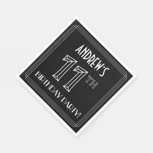 11e verjaardag: Art Deco Style + aangepaste naam Servet (Hoek)