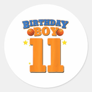 11e verjaardag basketbal cadeau voor jongens parti ronde sticker