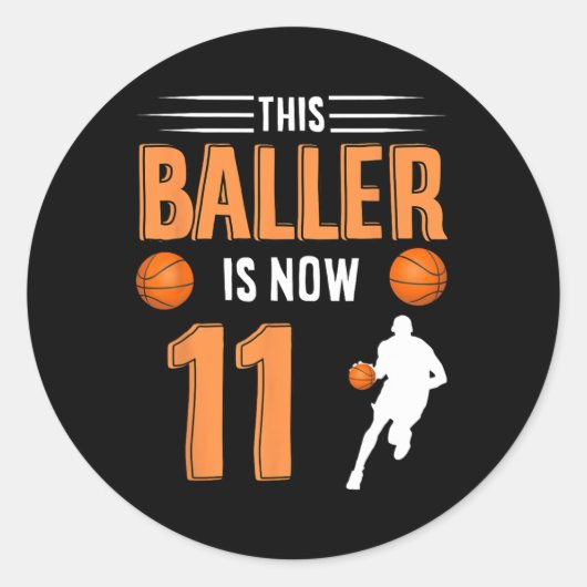 11e verjaardag basketbal - deze baller is nu 11 ronde sticker (Voorkant)
