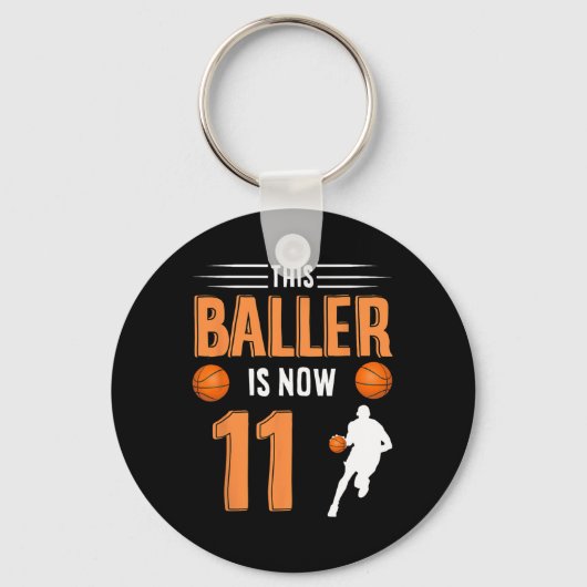 11e verjaardag basketbal - deze baller is nu 11 sleutelhanger (Voorkant)