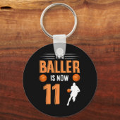 11e verjaardag basketbal - deze baller is nu 11 sleutelhanger (Voorkant)