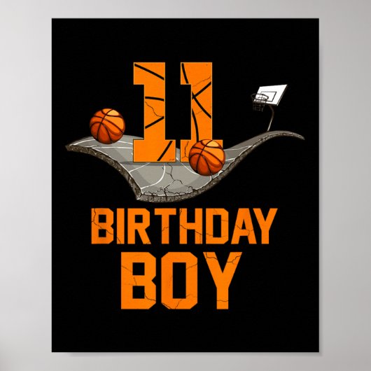 11e verjaardag basketbal jersey 11 jaar oud jongen poster (Voorkant)