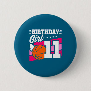 11e verjaardag basketbal verjaardag 11 jaar oud me ronde button 5,7 cm