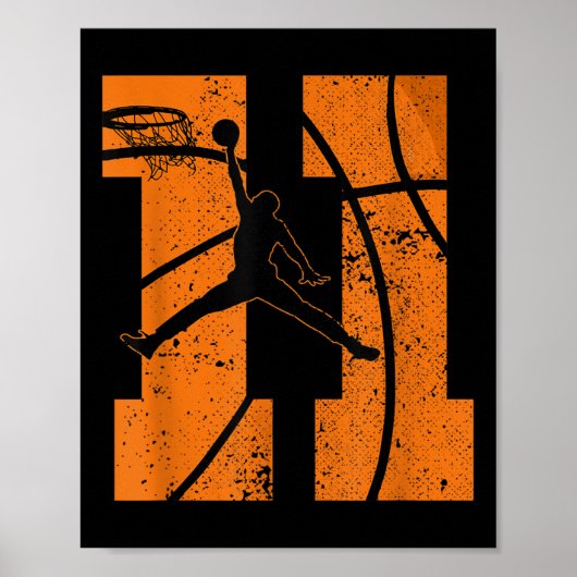 11e verjaardag basketbalfeest 11 jaar Elf jaar Poster (Voorkant)