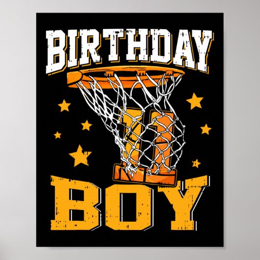 11e verjaardag Basketball Boy 11 jaar oude Basketb Poster (Voorkant)