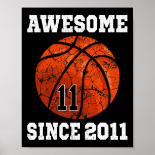 11e verjaardag Basketball Player 11 jaar oud Vinta Poster