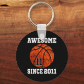 11e verjaardag Basketball Player 11 jaar oud Vinta Sleutelhanger (Voorkant)