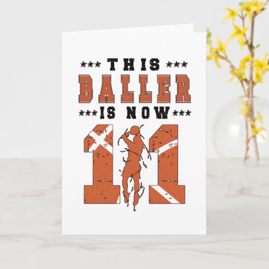 11e verjaardag Basketball Player 11-jarige jongen Kaart (Gele Bloem)