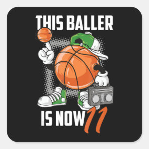 11e verjaardag Basketball Player Funny 11 jaar oud Vierkante Sticker