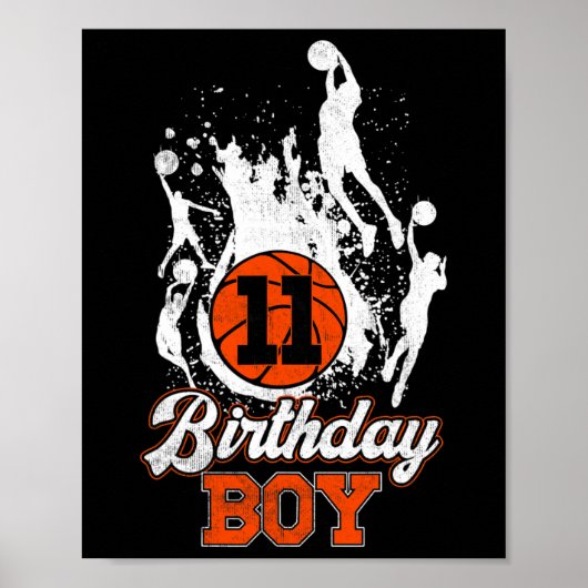 11e verjaardag Basketball Theme Birthday Boy 11 ja Poster (Voorkant)
