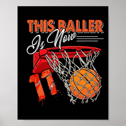 11e verjaardag basketbalplezier 11 jaar oud Kinder Poster (Voorkant)