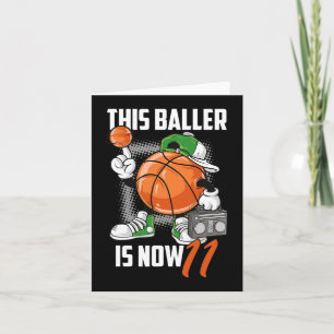 11e verjaardag basketbalspeler plezier 11 jaar oud kaart