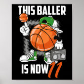 11e verjaardag basketbalspeler plezier 11 jaar oud poster (Voorkant)
