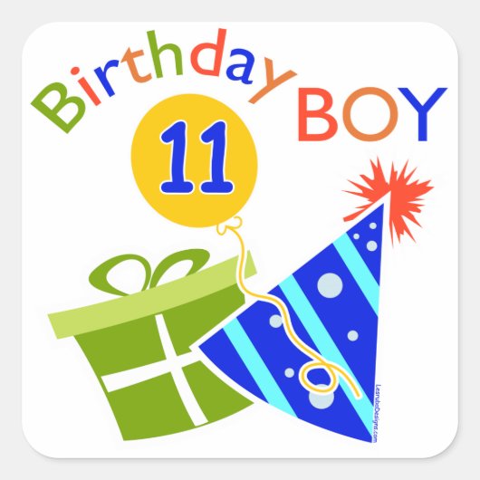 11e verjaardag - Birthday Boy Vierkante Sticker (Voorkant)