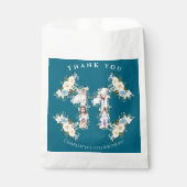 11e verjaardag Blauwgroen bloem Foto Collage Yello Bedankzakje (Voorkant)