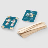 11e verjaardag Blauwgroen bloem Foto Collage Yello Handwaaier (Niet-gemonteerd)