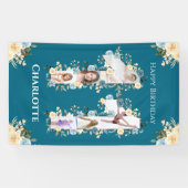 11e verjaardag Blauwgroen foto Collage Yellow Spandoek (Horizontaal)