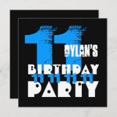 11e verjaardag BLUE Grunge Z03B Kaart (Voorkant / Achterkant)