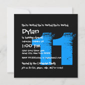 11e verjaardag BLUE Grunge Z03B Kaart (Achterkant)