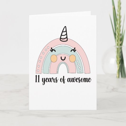 11e verjaardag Boho regenboog 11 jaar oud Unicorn Kaart (Voorkant)