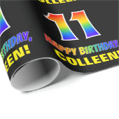 11e verjaardag: Bold, Leuk, Eenvoudig, Regenboog 1 Cadeaupapier (Rol Hoek)