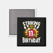 11e verjaardag bowling thema opvallen in de verjaa magneet (Voorkant / Achterkant)