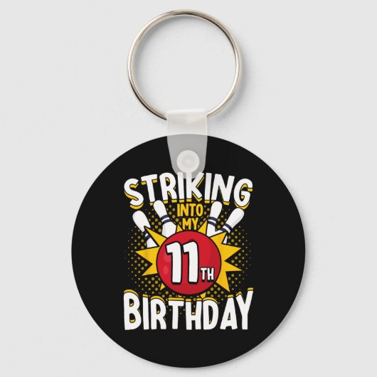 11e verjaardag bowling thema opvallen in de verjaa sleutelhanger (Voorkant)