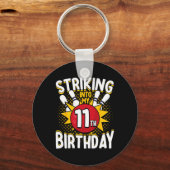 11e verjaardag bowling thema opvallen in de verjaa sleutelhanger (Voorkant)