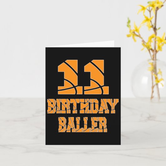 11e verjaardag Byller Boy 11 jaar oud Bysketbyll T Kaart (Gele Bloem)