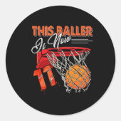 11e verjaardag Bysketbyll Fun 11 jaar oude Kinder Ronde Sticker (Voorkant)