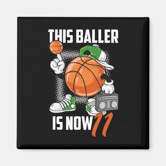 11e Verjaardag Bysketbyll Speler Fun 11 Jaar Oud K Magneet (Voorkant)