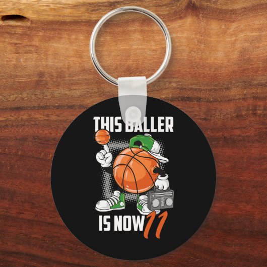 11e Verjaardag Bysketbyll Speler Fun 11 Jaar Oud K Sleutelhanger (Voorkant)