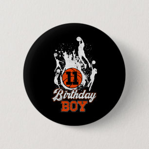 11e Verjaardag Bysketbyll Thema Verjaardag Jongen  Ronde Button 5,7 Cm