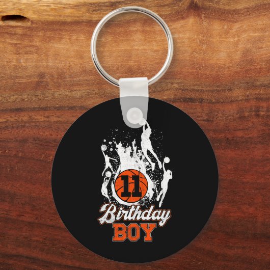 11e Verjaardag Bysketbyll Thema Verjaardag Jongen Sleutelhanger (Voorkant)