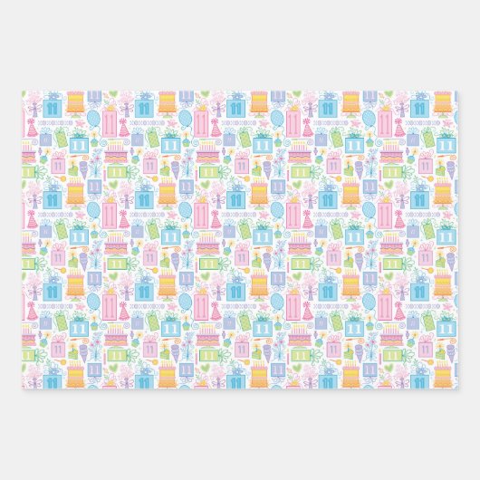 11e verjaardag Cadeaus van de pastroze roze roze r Inpakpapier Vel (Voorkant 2)