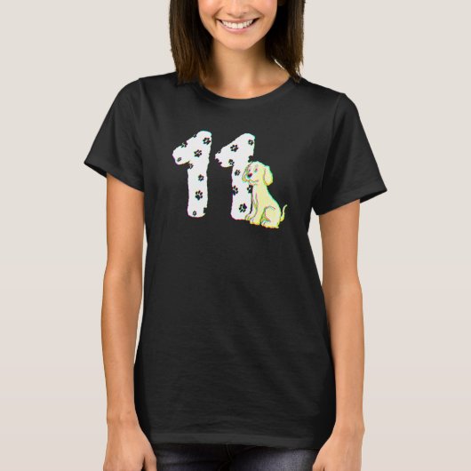 11e verjaardag Cake Labrador Puppy Dog Eigenaar T-shirt (Voorkant)